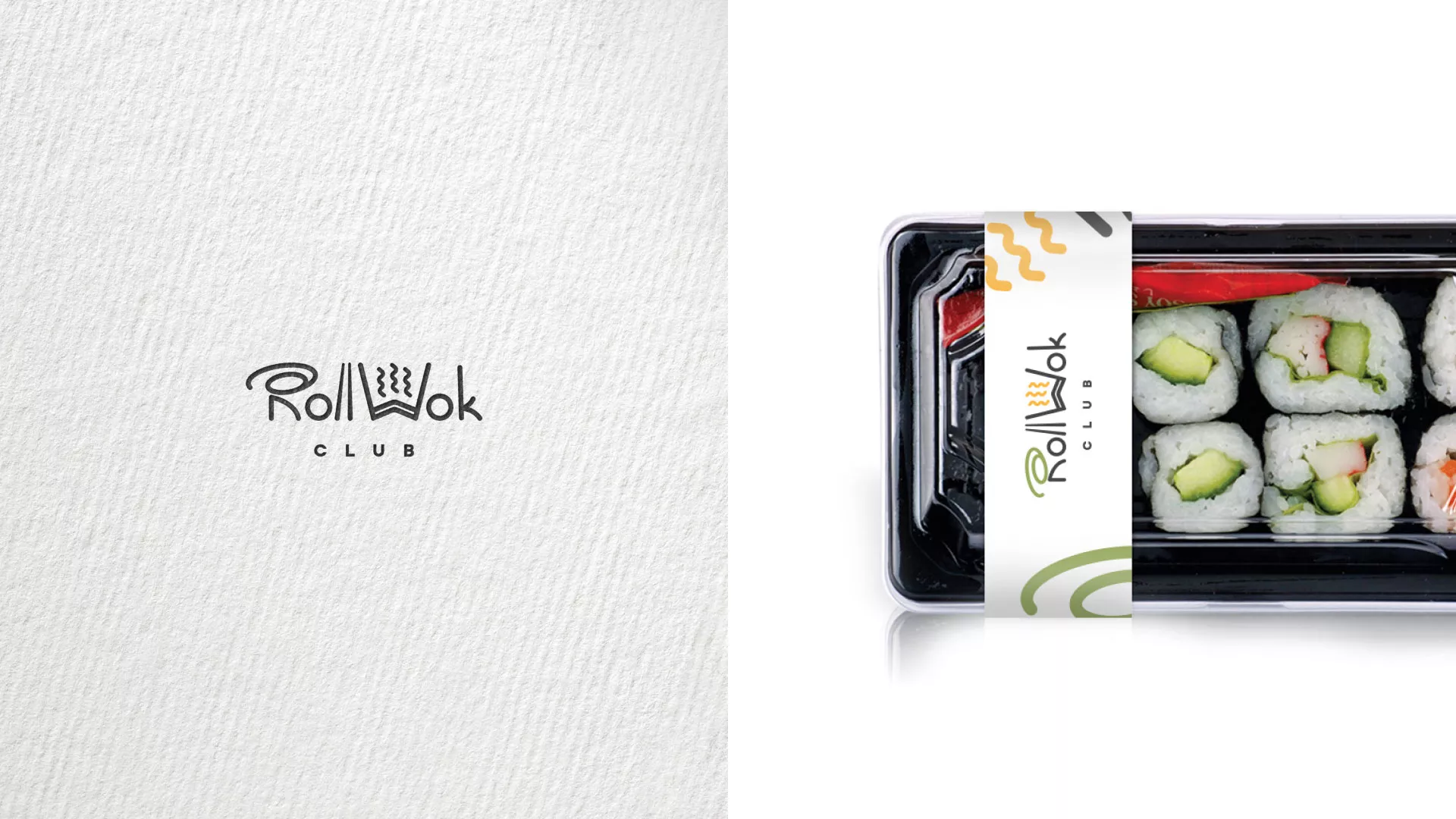 Разработка наклеек для суши-бара «Roll Wok Club» в Харабалях