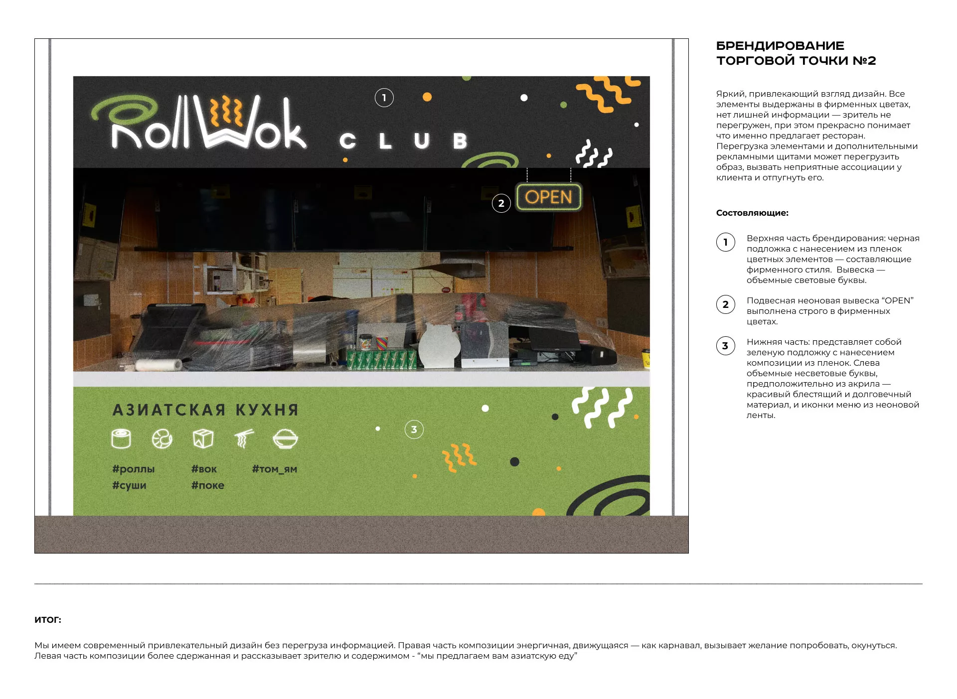 Брендирование торговых точек суши-бара «Roll Wok Club» в Харабалях